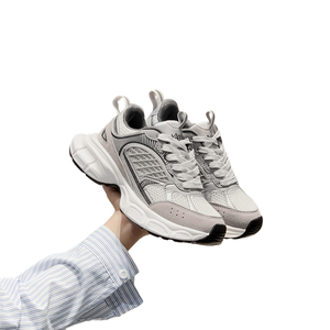 Zapatos Casuales Transpirables de Malla Plateada para Hombre, con Suela Gruesa Elevada y Cordones, Zapatillas Deportivas para Correr - Product Image 1