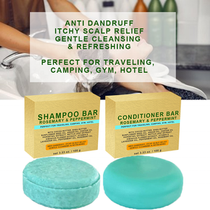 Juego de barra de champú y acondicionador sólido de menta de Romero Crecimiento del cabello Jabones hechos a mano naturales Anti pérdida de cabello Jabón sólido para el cabello - Product Image 2