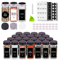 24 pièces de pots à épices carrés en verre sérigraphiés vides de 4oz/8oz (120ml), ensemble unique de pots à épices en verre pour sel et poivre, cuisine