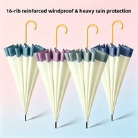 Parapluie de golf moderne de style japonais-coréen, minimaliste, avec poignée droite, design bicolore, structure à 16 baleines, ouverture automatique, robuste