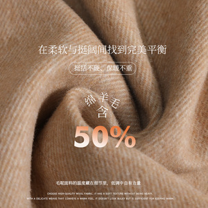 Women's Wool Blazer Khaki Slim Fit Solid Color Pocket Autumn Winter Top - Product Image 3