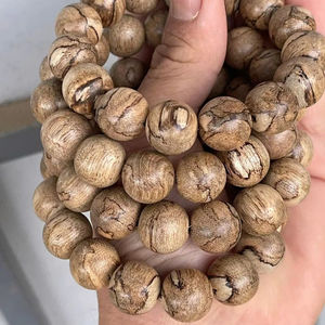 Bracelet unisexe en perles de bois naturel, perles rondes en bois, bijoux élastiques pour un usage quotidien, méditation et prière - Product Image 1