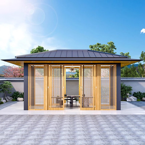 Pergola en alliage d'aluminium thermolaqué, pavillon de jardin moderne avec écran pour cour ensoleillée, design inspiré de la nature - Product Image 4