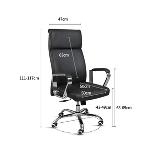 Chaise de bureau de direction ergonomique moderne de luxe à dossier haut en cuir véritable, réglable en hauteur, pivotante, avec base chromée pour patron ou manager - Product Image 5