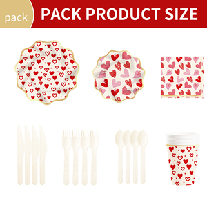 DAMAI - Juego de Decoración para Fiesta del Día de San Valentín, Venta al por Mayor, Platos de Papel con Corazones Rojos, Mantel, Juego de Vajilla Desechable para Fiesta - Product Image 6