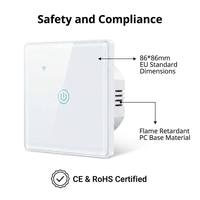 Interrupteur mural intelligent WiFi Tuya 3 voies, panneau tactile PC/ABS 10A pour Alexa, Google Home, commande vocale et application Smart Life