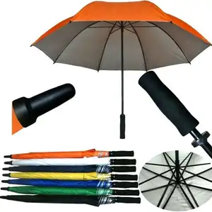 Şemsiye tedarikçisi rüzgar geçirmez çift renk bez özel reklam büyük özel şemsiye logo baskılı kozmetik kapları golf şemsiyesi