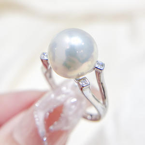 Base para Anillos de Plata S925 10756DIY con Cuentas Redondas de 10-12 mm, Accesorio de Joyería Dorado/Plateado para Anillos de Perlas - Product Image 2