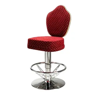 Modern Luxury Modern Tinggi dengan Kembali Kursi Putar Komersial Bar Stool Kursi Tinggi Beludru Kasino Kursi