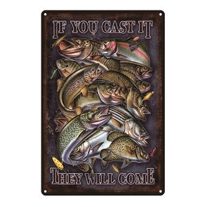 Letrero Vintage para Decoración Rústica de Caza y Pesca al Aire Libre, Letreros de Pesca Vintage para <span class=keywords><strong>el</strong></span> Hogar, Letrero de Pared de Metal para Cuarto de Pesca, SH007 - Product Image 2