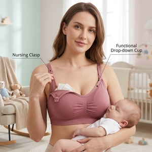 Sujetador de <span class=keywords><strong>Lactancia</strong></span> sin Costuras para Mujer, Tejido Fino y Ecológico, con Cierre Frontal, Diseño Transpirable, para Madres Lactantes - Product Image 1
