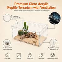 Terrarium rectangulaire en acrylique pour reptiles, habitat pour dragon barbu, avec fentes de ventilation et couvercle à loquet, vivarium pour le désert
