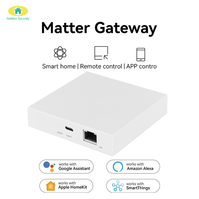 2026 Newest Golden Security Tuya Zigbee Matter gateway hub Working with Google Assistant Home Kit Alexa Smartthings Local Mesh