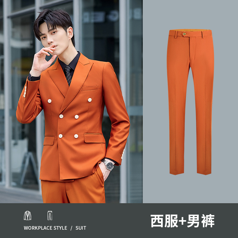 Men's brick-red suit trousers