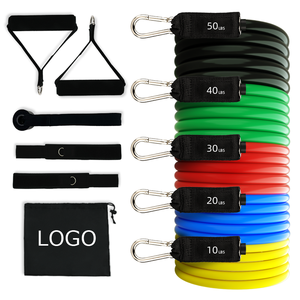 Ensemble de tubes de résistance fitness avec poignées, logo personnalisé, <span class=keywords><strong>corde</strong></span> de traction élastique en latex haute résistance pour entraînement à domicile - Product Image 1
