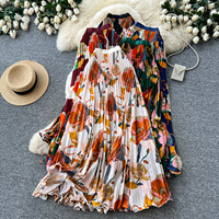 Jupe longue plissée taille haute à imprimé floral pour femme, coupe trapèze, élégante et décontractée pour l'été, les vacances ou le bureau, vente en gros