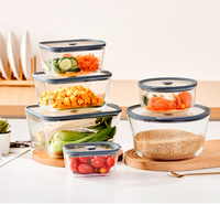 Récipients de stockage d'aliments en verre à haute teneur en borosilicate avec couvercle en verre Récipient hermétique de cuisine Boîte de stockage de conservation fraîche