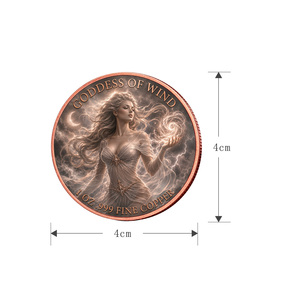 Nouvelle pièce de monnaie en cuivre pur MK 1 Oz .999, série Éléments de la Déesse, 4 motifs (Vent/Eau/Feu/Terre), impression UV, pièce de collection ronde de 40 mm - Product Image 5