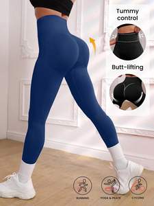 Leggings de yoga longs à taille haute, effet ventre plat et rehaussement des fesses, taille élastique, sans coutures, pour la course, le yoga et le Pilates - Product Image 3