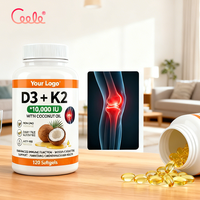 Complément alimentaire en gélules molles de vitamine D3 K2 MK7 10000 UI, marque privée OEM, pour le soutien immunitaire et la santé