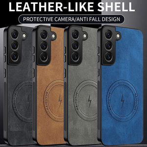 Nouvelle coque de téléphone magnétique en cuir mat givré pour Samsung Galaxy <span class=keywords><strong>S21</strong></span> S22 S23 FE S24 Plus S25 Edge, pare-chocs antichoc, coque souple - Product Image 2