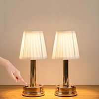 Lampe de bureau à gradation à 3 voies à commande tactile lampe de chevet avec abat-jour plissé lampe de table sans fil minimaliste pour chambre