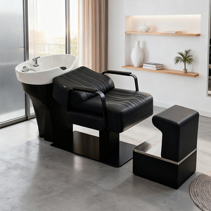 Nero di lusso salone <span class=keywords><strong>parrucchiere</strong></span> posteriore lavabile stazione Shampoo testa sedia da <span class=keywords><strong>parrucchiere</strong></span> salone Shampoo ciotola e sedia per il lavaggio dei <span class=keywords><strong>capelli</strong></span> - Product Image 1