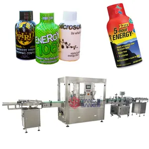 50ml 60ml PET Bottle Energy Drink Production Line / Juice Liquid Filling And Capping Machine With Shrink Sleeve Labeling Machine