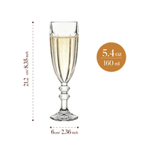 Luxe 160ml verticale geribbelde champagneflutes, vintage gegraveerd kristallen wijnglas met facetgeslepen steel, voor bruiloften
