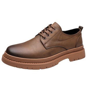Men's Genuine Leather Oxfords <b>Round</b> Toe Spring Office Dress Shoes Lace-up Rubber Outsole <b>Cushioned</b> Comfort Casual Business Style - Product Image 5