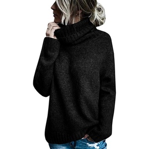 Pull tricoté <span class=keywords><strong>col</strong></span> <span class=keywords><strong>roulé</strong></span> épais pour <span class=keywords><strong>femme</strong></span>, collection automne-hiver, avec épaules tombantes, fentes latérales, côtelé, doux, chaud et décontracté - Product Image 2