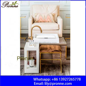 Chaise de pédicure en bois sur mesure, mobilier de salon de spa, banc de pédicure noir - Product Image 5