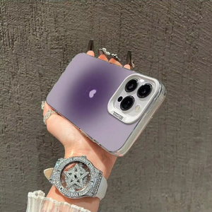 Custodia per cellulare colorata <span class=keywords><strong>viola</strong></span> a forma di <span class=keywords><strong>cuore</strong></span> in argento per <span class=keywords><strong>iPhone</strong></span> 16 Plus 17 Pro Max 14 13, cover posteriore trasparente IMD - Product Image 4