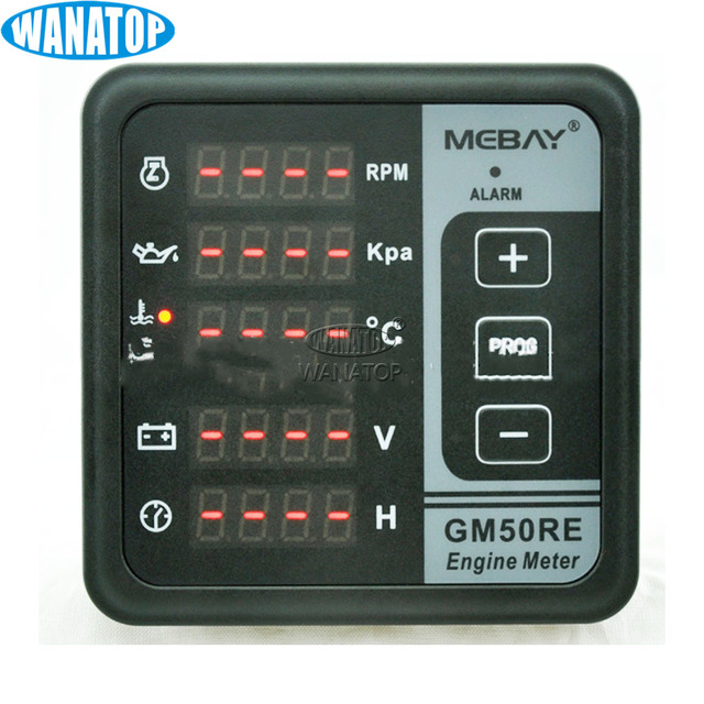 New WANATOP Engine Digital Display Water Temp Gauge Multi-function Panel to Remotely Monitor Generator Set Part GM50RE