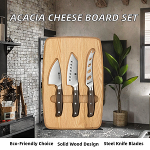 Juego de Tabla de Quesos Rectangular de Madera de Acacia Sostenible de Lujo con Cuchillos de Acero Inoxidable - Product Image 2
