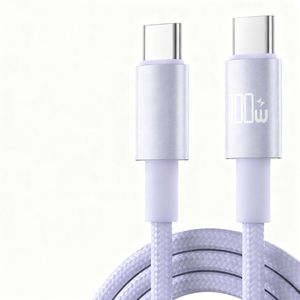 100W Phone Cable Nylon Data Transfer Type C-Type C Cables Braided <b>USB</b>-C <b>Adapter</b> Cables for Iphone for Huawei for Xiaomi - Product Image 3