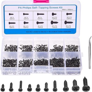 Cross Border Miniature Screw Box M1 M3 <b>Phillips</b> Pan Head Self Tapping Screw <b>Set</b> 1000pcs 1100pcs Carbon Steel Black - Product Image 2