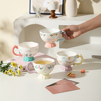 Tasse en céramique JM style coréen, grande capacité, mignonne, pour café, lait, flocons d'avoine, idéale pour les anniversaires