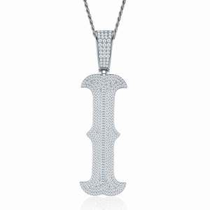 Collar con Colgante de Letra <span class=keywords><strong>E</strong></span> VVS Moissanite, Chapado en Platino sobre Plata 925, Personalizado con Nombre, Estilo Hip Hop, Venta al Por Mayor de Fábrica - Product Image 5