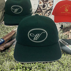 Casquettes de baseball personnalisées 5 panneaux unisexe, profil haut-moyen, calotte courbée, visière, cadre 940k, style A-frame, snapback, en laine, velours, à pois, pour la plage - Product Image 3