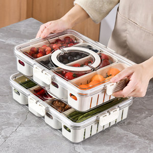 Voedselkwaliteit Keuken Ingrediënt Draagbare Koelkast Opbergdozen Plastic, Snackschotels Doorzichtige Organizer Plateau <span class=keywords><strong>Box</strong></span> Met Lade Inzetstuk - Product Image 4