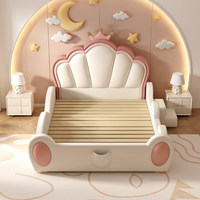 Lit pour tout-petits en cuir souple capitonné, design royal princesse, dernier modèle pour filles