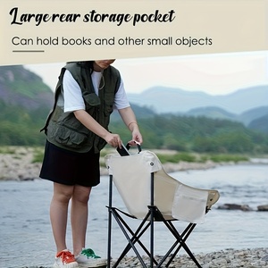 Silla de Playa Plegable Redonda Acolchada Tipo Plato, con Bolsillo Lateral, para Acampar, Hacer Senderismo y Pescar - Product Image 5