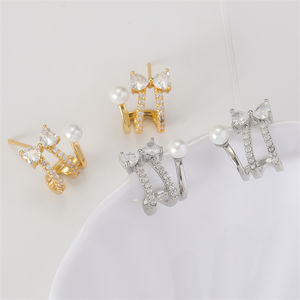 Pendientes de Aro Rakol EP5729 Chapados en Oro con Circonita, Impermeables, de Alta Calidad, para Mujer - Product Image 2