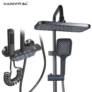 Grifo de Baño Termostático SANIVITAL con Precio Directo, Mezclador de Lluvia con Teclas de Piano, Montado en la Pared, Juego de Ducha con 4 Salidas y Rociado Suave - Product Image 1