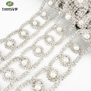 Sang Trọng 3D Kim Cương Pha Lê Chuỗi Với Hạt Và Sáng Bạc Rhinestone <span class=keywords><strong>Trim</strong></span> Cho Thân Thiện Với Môi May Phụ Kiện May Mặc - Product Image 1