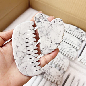 Bâton de massage personnalisé de réflexologie faciale en turquoise blanche cuillère Howlite Guasha soulagement de la douleur des méridiens des tissus profonds et massage du visage - Product Image 5