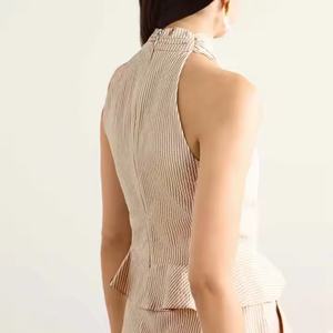 Nuevo Conjunto de Lino al por Mayor, Top Corto Sexy para Damas, Shorts de Cintura Alta Casuales, Conjuntos de Lino para Mujer - Product Image 2