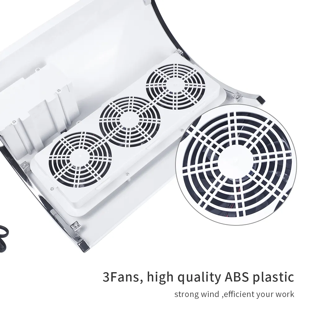 Collecteur de poussière d'ongles Portable à deux mains 80W avec 3 ventilateurs aspirateur puissant outils de nettoyage de la poussière d'ongles