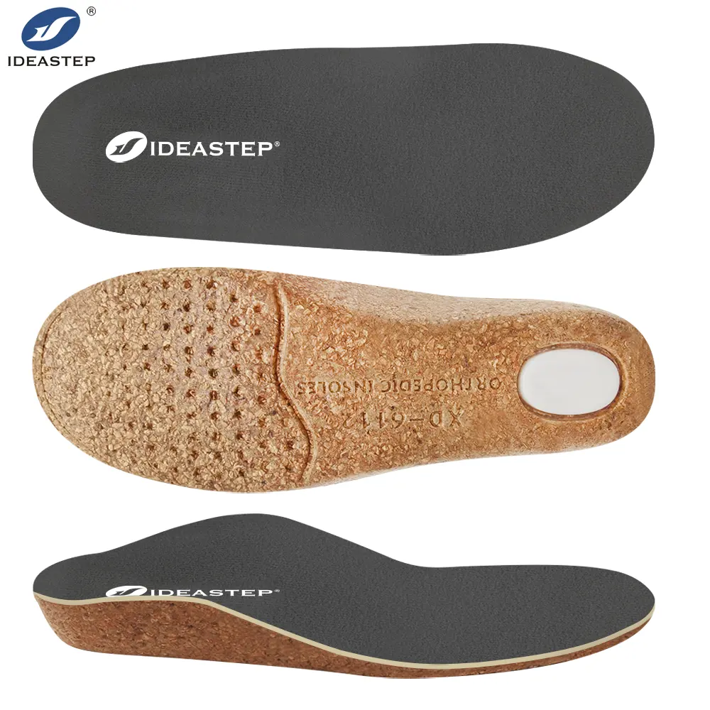 IDEASTEP Hard Arch Supports Shoe Orthopaedics Inserts Air Zoom Deep Heel Cup High Quality Pu Cork Kids Insoles For Children